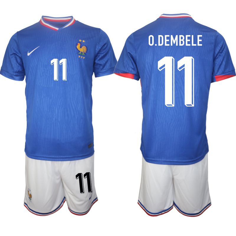 Men 2024-2025 Season France home Blue 11 Soccer Jersey